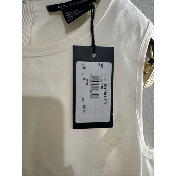 NWT Armani Exchange Women’s White Sleeveless Dress Size Medium Sleeveless Zipper - Picture 5 of 10